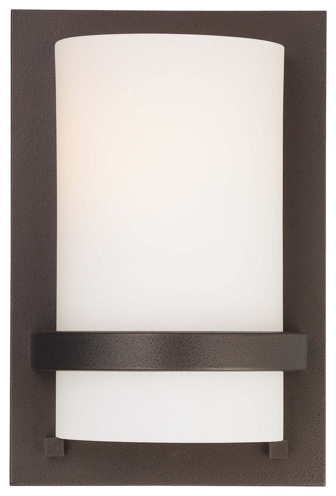 Minka Lavery-342-172-1 Light Wall Sconce in Transitional Style - 10 inches tall by 6.5 inches wide   Smoked Iron Finish with Etched White Glass
