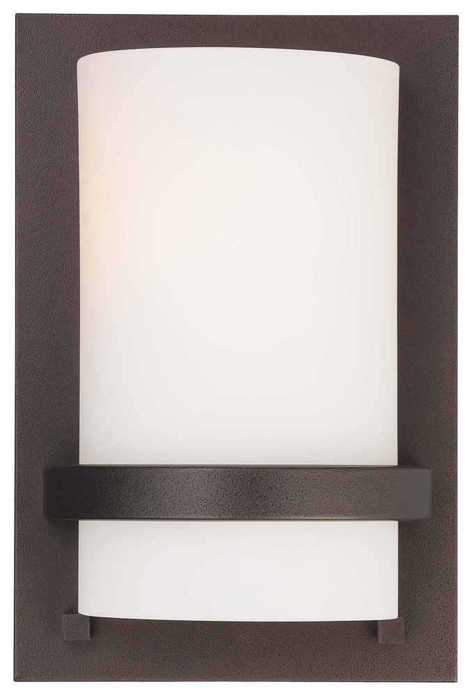 Minka Lavery-342-172-1 Light Wall Sconce in Transitional Style - 10 inches tall by 6.5 inches wide Smoked Iron  Brushed Nickel Finish with Etched White Glass