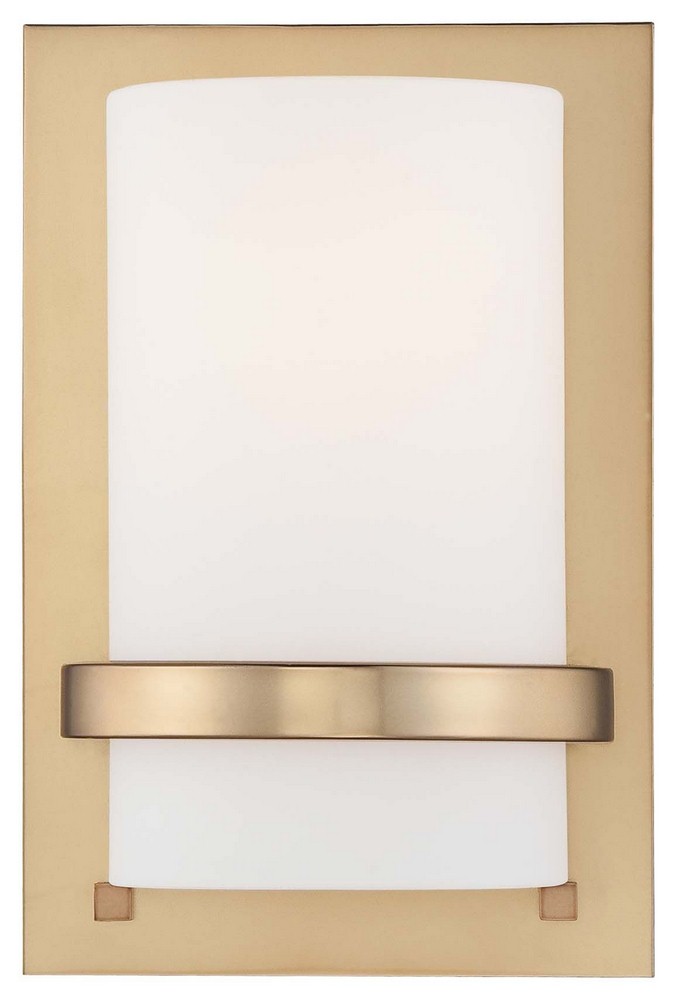 Minka Lavery-342-248-1 Light Wall Sconce in Transitional Style - 10 inches tall by 6.5 inches wide   Honey Gold Finish with Etched White Glass
