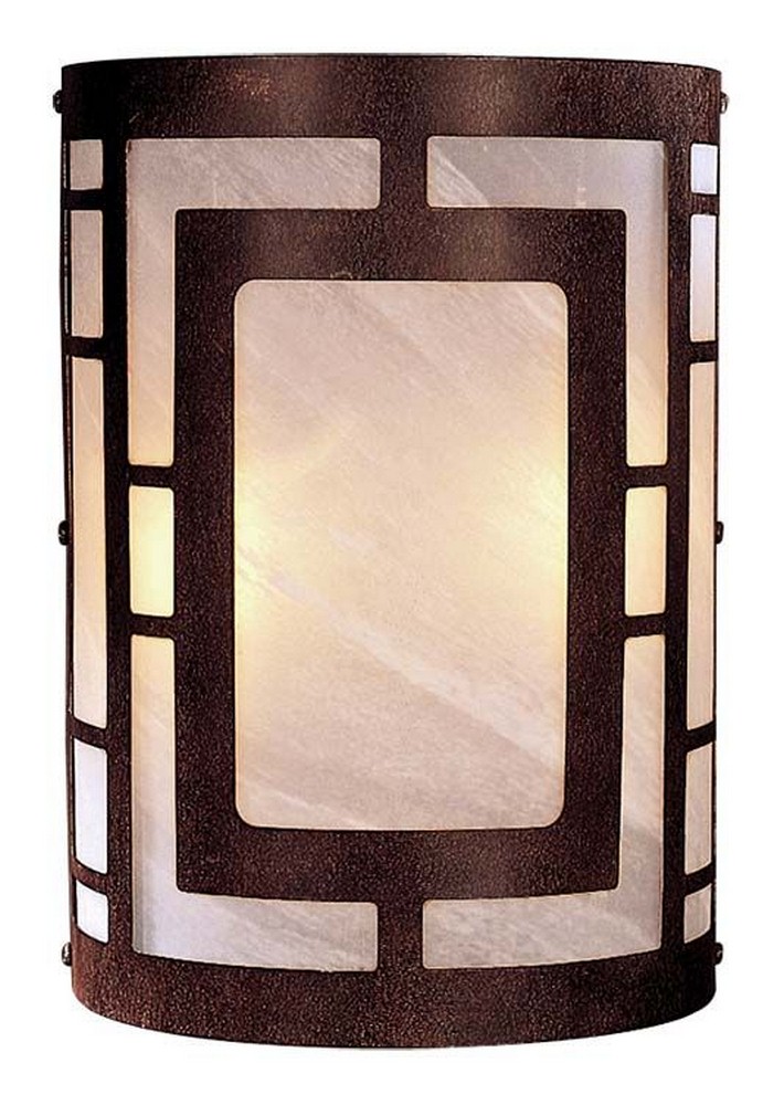 Minka Lavery-346-14-2 Light Wall Sconce in Contemporary Style - 11 inches tall by 7.75 inches wide   Nutmeg Finish with Etched Marble Glass