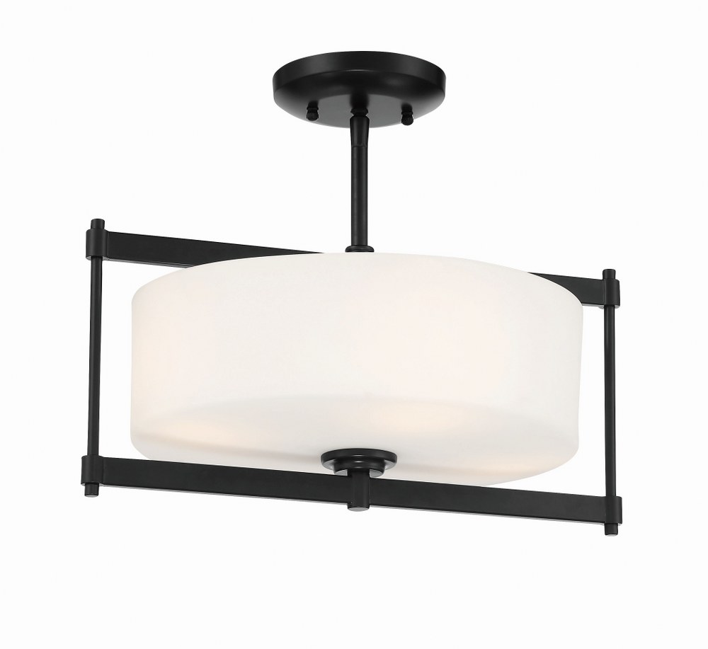 Minka Lavery-3843-66A-First Avenue - 4 Light Semi-Flush Mount   Coal Finish with Etched White Glass