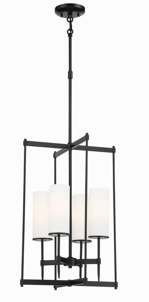 Minka Lavery-3844-66A-First Avenue - 4 Light Pendant   Coal Finish with Etched White Glass