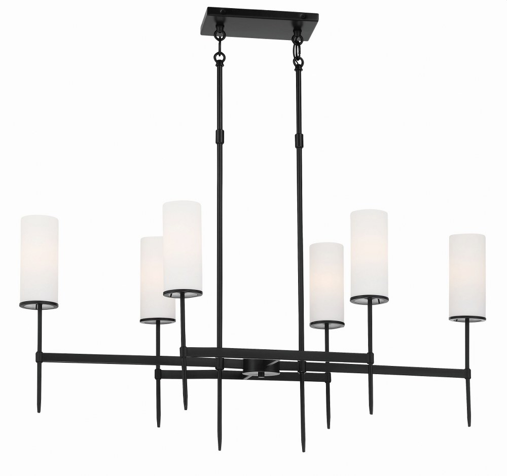 Minka Lavery-3846-66A-First Avenue - 6 Light Island   Coal Finish with Etched White Glass