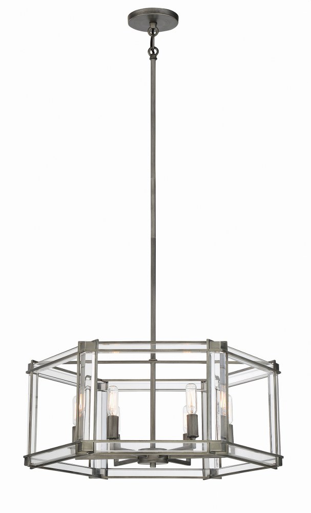 Minka Lavery-3856-756-Langen Square - 6 Light Chandelier   Antique Nickel Finish with Clear Acrylic Glass