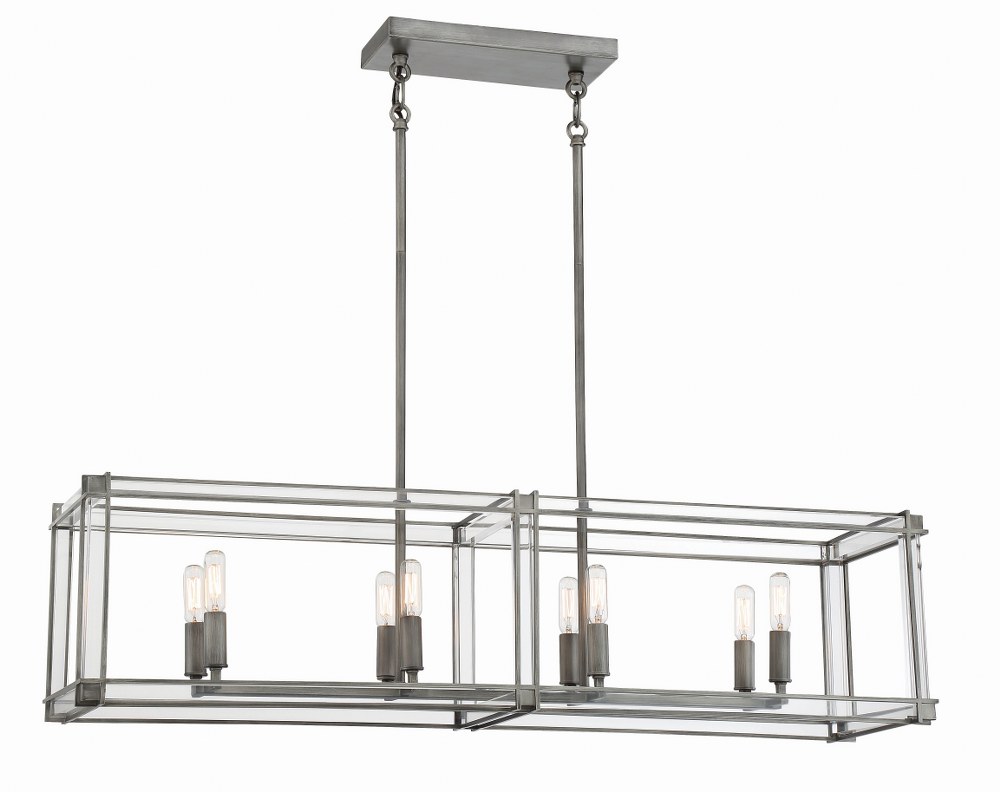 Minka Lavery-3858-756-Langen Square - 8 Light Island   Antique Nickel Finish with Clear Acrylic Glass