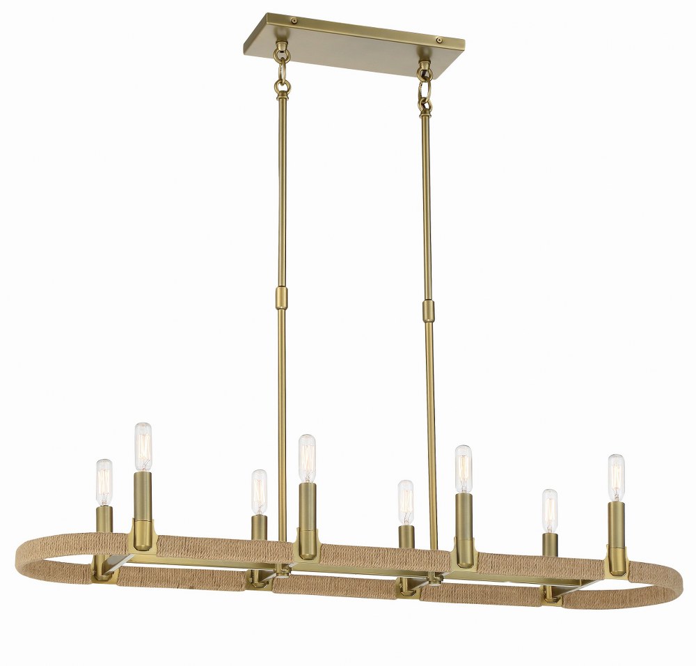 Minka Lavery-3868-695-Windward Passage - 8 Light Island Soft Brass  Soft Brass Finish with Natural Rope Shade