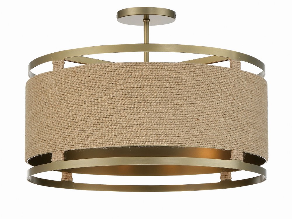 Minka Lavery-3869-695-Windward Passage - 4 Light Semi-Flush Mount Soft Brass  Soft Brass Finish with Natural Rope Shade