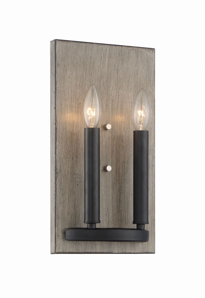 Minka Lavery-3872-693-Rawson Ridge - 2 Light Wall Mount   Aged Silverwood Coal/Brushed Nickel Finish