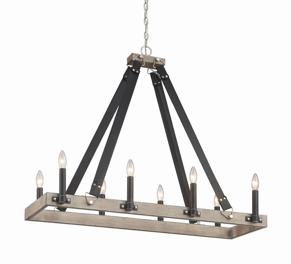 Minka Lavery-3879-693-Rawson Ridge - 8 Light Island   Aged Silverwood Coal/Brushed Nickel Finish