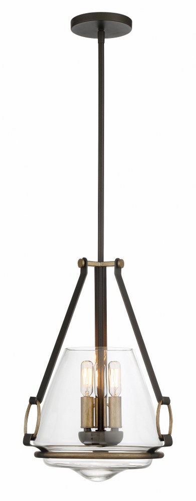 Minka Lavery-3903-107-Eden Valley - 3 Light Small Convertible Pendant   Smoked Iron/Aged Gold Finish with Clear Glass