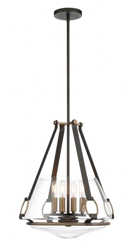 Minka Lavery-3904-107-Eden Valley - 4 Light Small Convertible Pendant   Smoked Iron/Aged Gold Finish with Clear Glass