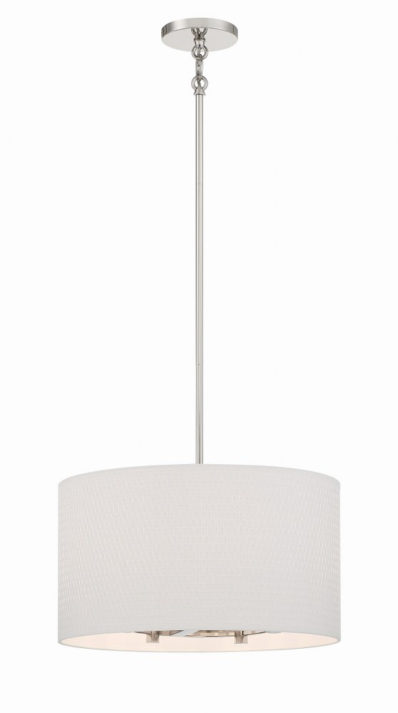 Minka Lavery-3925-613-Palmetto - 5 Light Pendant   Polished Nickel Finish with Woven Cloth Shade