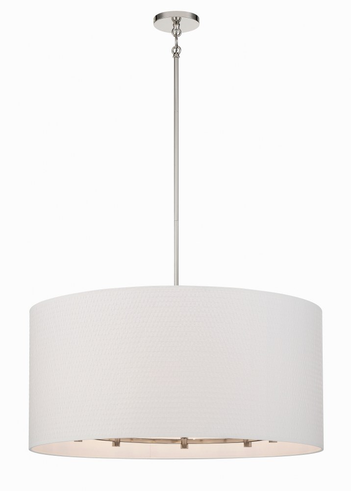 Minka Lavery-3928-613-Palmetto - 8 Light Pendant   Polished Nickel Finish with Woven Cloth Shade