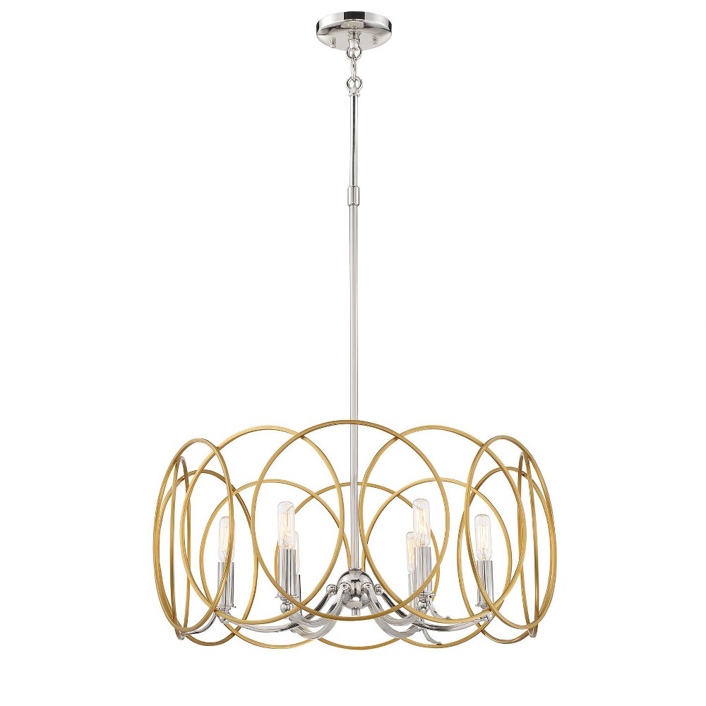 Minka Lavery-4026-679-Chassell - 6 Light Pendant in Transitional Style - 22.5 inches tall by 24.75 inches wide   Sun Faded Wood/Brushed Nickel Finish