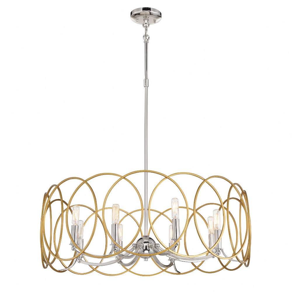 Minka Lavery-4028-679-Chassell - 8 Light Pendant in Transitional Style - 28.5 inches tall by 31.5 inches wide   Sun Faded Wood/Brushed Nickel Finish