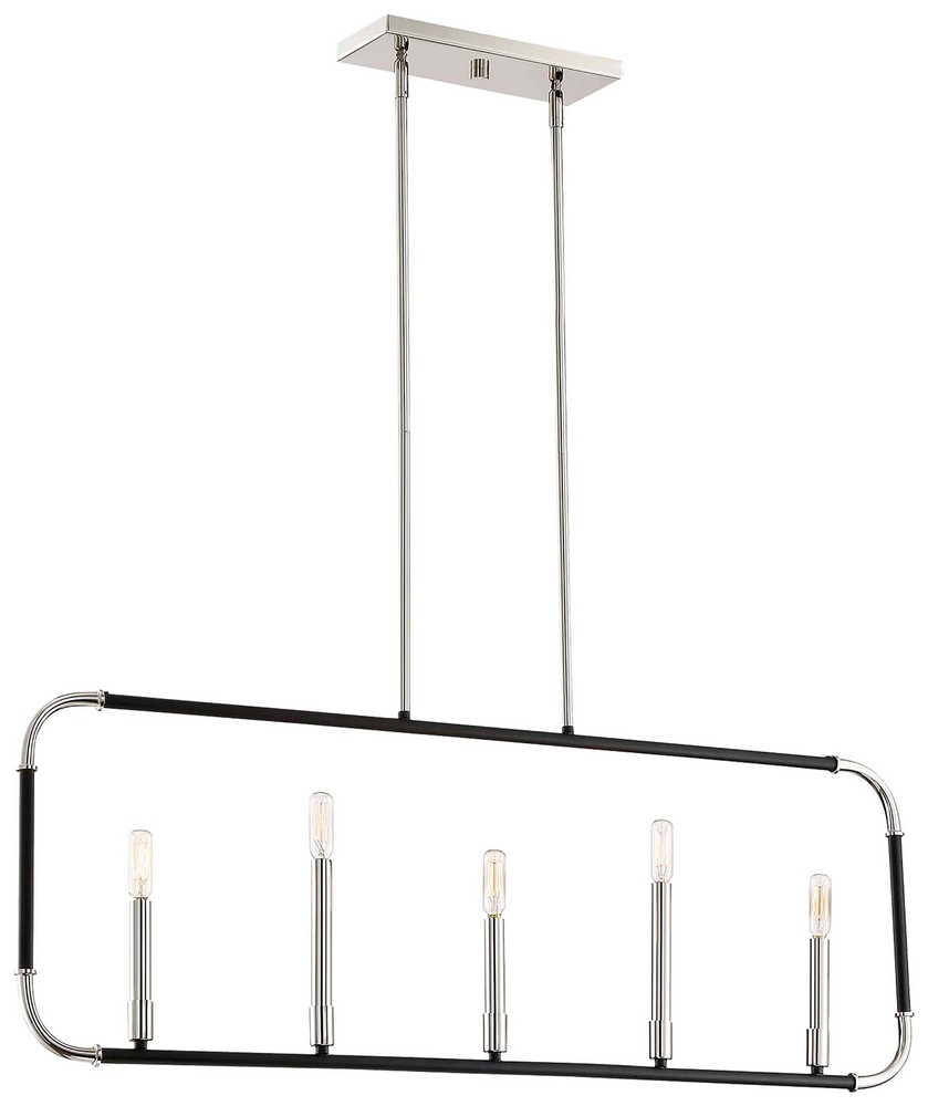 Minka Lavery-4065-572-Liege - 5 Light Island in Transitional Style - 15.75 inches tall Matte Black/Polished nickel  Aged Kinston Bronze/Brass Finish