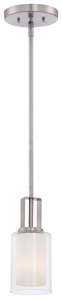 Minka Lavery-4101-84-Parsons Studio - 1 Light Mini Pendant in Transitional Style - 10 inches tall by 4.25 inches wide   Brushed Nickel Finish with Etched White Glass