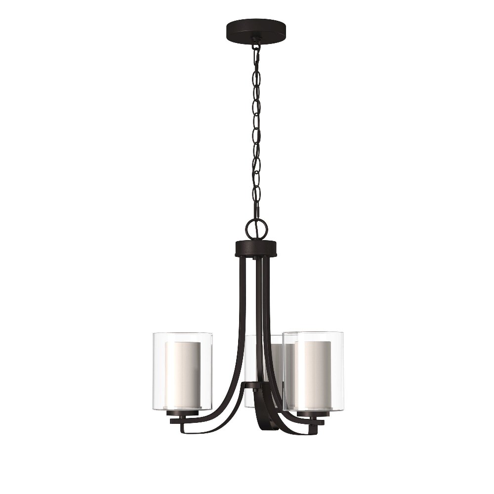 Minka Lavery-4103-172-Parsons Studio - Chandelier 3 Light Smoked Iron in Transitional Style - 18.5 inches tall by 18 inches wide   Smoked Iron Finish with Etched White Glass
