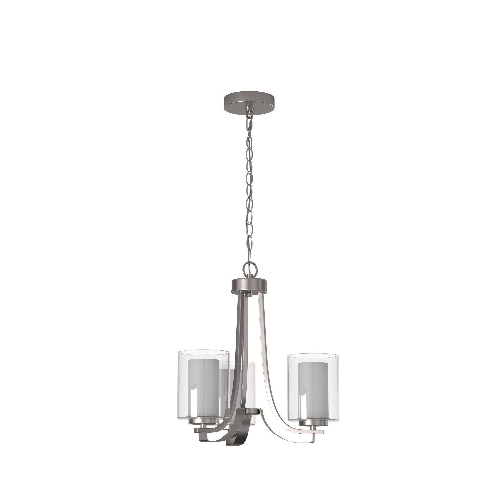 Minka Lavery-4103-84-Parsons Studio - Mini Chandelier 3 Light Brushed Nickel in Transitional Style - 18.5 inches tall by 18 inches wide   Brushed Nickel Finish with Etched White Glass