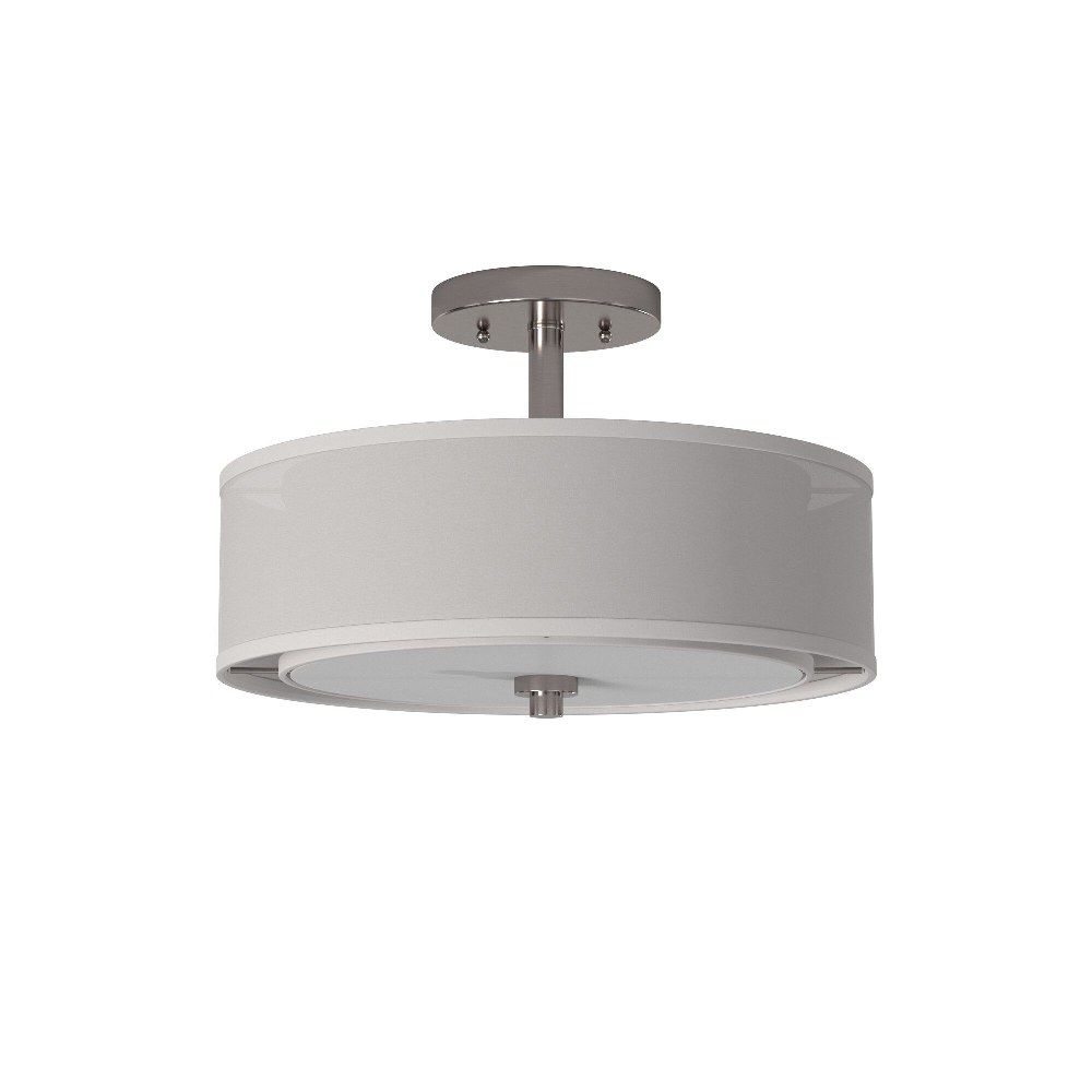 Minka Lavery-4107-84-Parsons Studio - 3 Light Semi-Flush Mount in Transitional Style - 10 inches tall by 15 inches wide   Brushed Nickel Finish with Translucent Silver Linen/Off-White Linen Shade