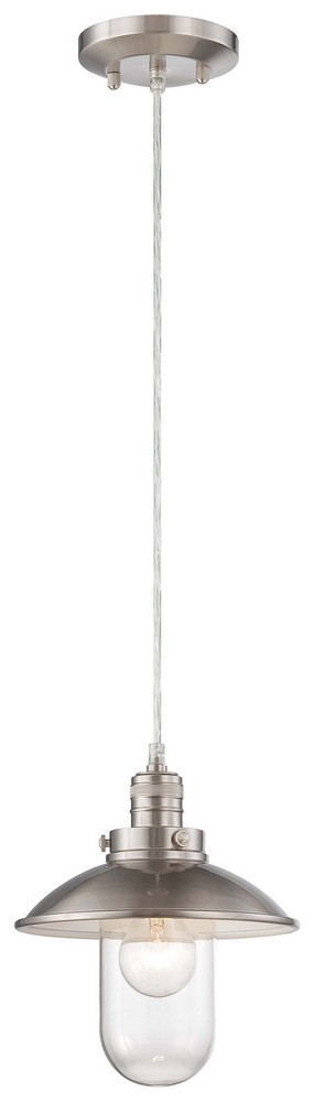 Minka Lavery-4130-84-Downtown Edison - 1 Light Mini Pendant in Contemporary Style - 10.25 inches tall by 8.5 inches wide   Brushed Nickel Finish with Clear Glass