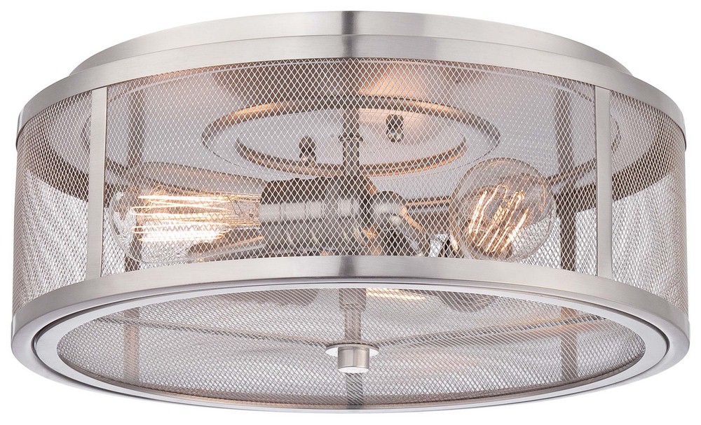 Minka Lavery-4133-84-Downtown Edison - 3 Light Flush Mount in Contemporary Style - 5.75 inches tall by 15 inches wide   Brushed Nickel Finish with Brushed Nickel Glass with Steel Shade