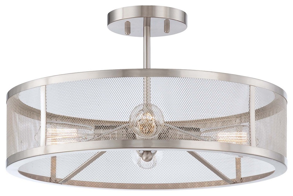 Minka Lavery-4134-84-Downtown Edison - 4 Light Semi-Flush Mount in Contemporary Style - 11 inches tall by 19 inches wide   Brushed Nickel Finish