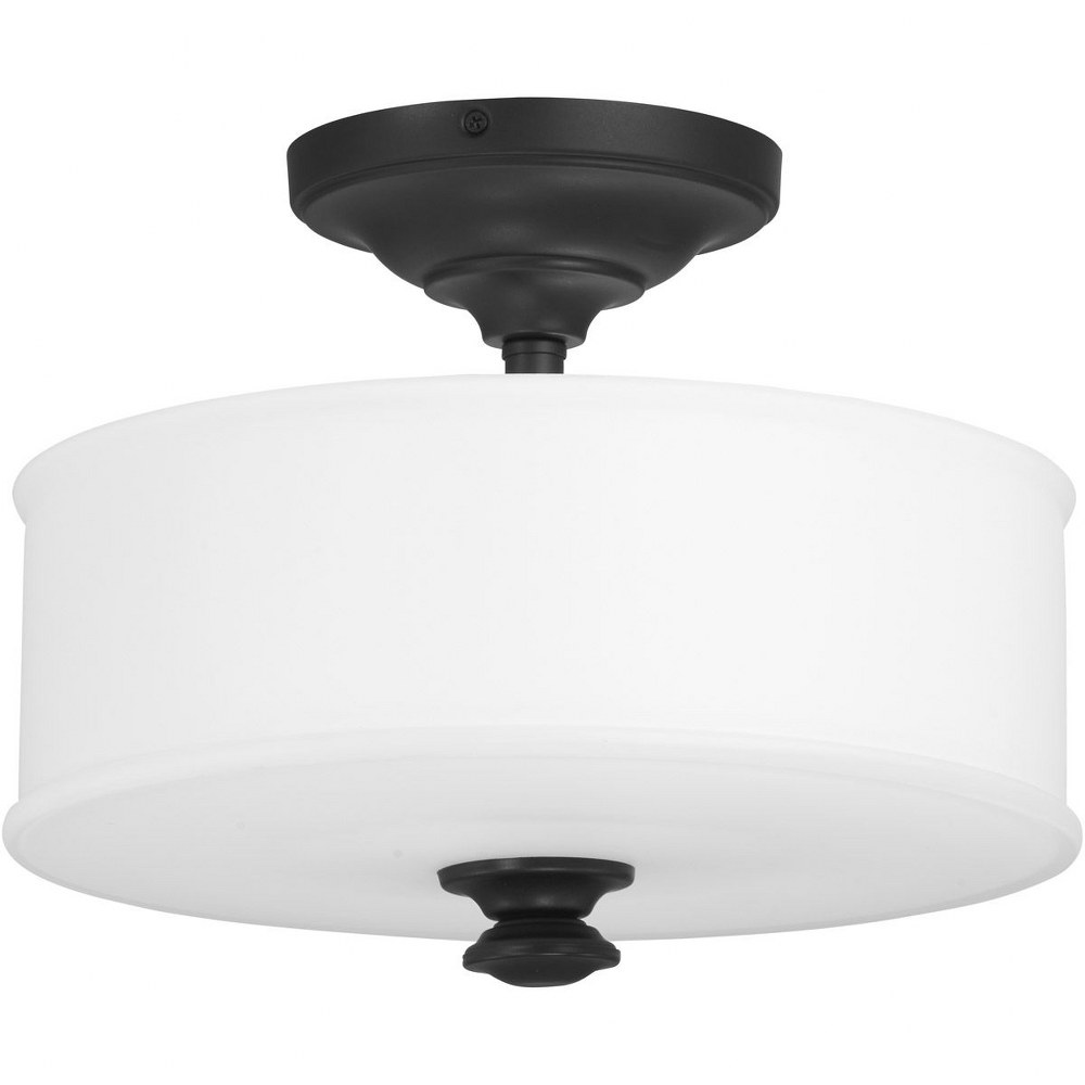 Minka Lavery-4172-66A-Harbour Point - 2 Light Semi-Flush Mount in Transitional Style - 10.75 inches tall by 13.5 inches wide Coal  Liberty Gold Finish with Etched White Glass