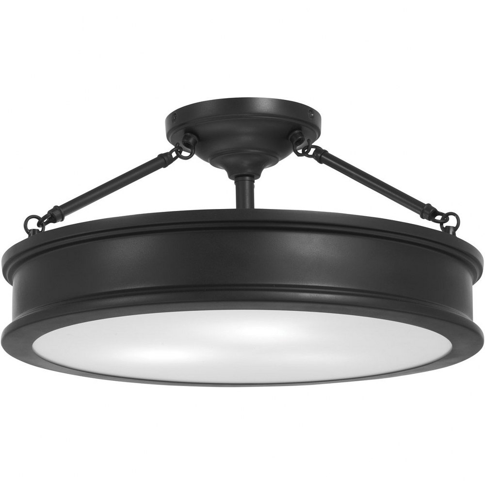 Minka Lavery-4177-66A-Harbour Point - 3 Light Semi-Flush Mount in Transitional Style - 9.75 inches tall by 19 inches wide Coal  Brushed Nickel Finish with Clear/Sandblast/White Glass