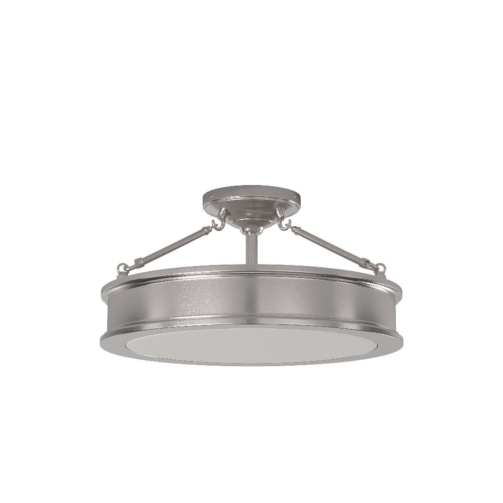 Minka Lavery-4177-84-Harbour Point - 3 Light Semi-Flush Mount in Transitional Style - 9.75 inches tall by 19 inches wide   Brushed Nickel Finish with Clear/Sandblast/White Glass