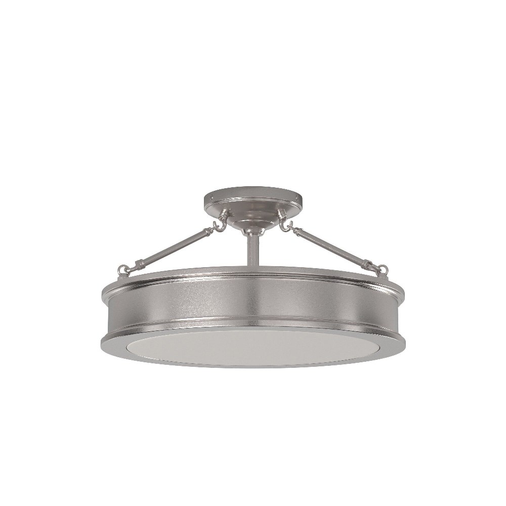 Minka Lavery-4177-84-Harbour Point - 3 Light Semi-Flush Mount in Transitional Style - 9.75 inches tall by 19 inches wide Brushed Nickel  Brushed Nickel Finish with Clear/Sandblast/White Glass