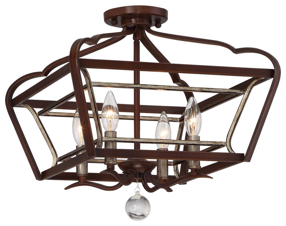 Minka Lavery-4347-593-Astrapia - 4 Light Semi-Flush Mount in Transitional Style - 15.75 inches tall by 16 inches wide   Dark Rubbed Sienna/Aged Silver Finish