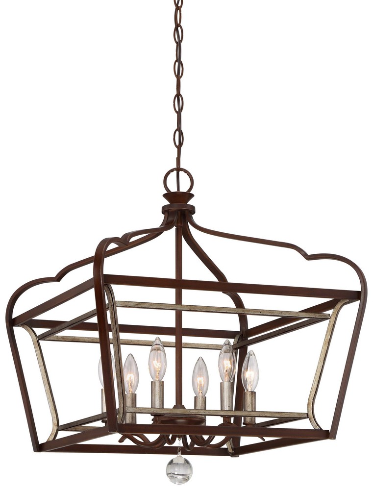 Minka Lavery-4348-593-Astrapia - 6 Light Pendant in Transitional Style - 23.5 inches tall by 20 inches wide   Dark Rubbed Sienna/Aged Silver Finish
