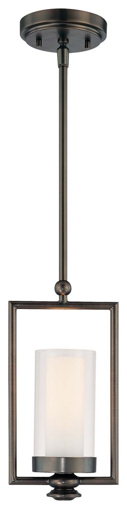 Minka Lavery-4361-281-Harvard Court - 1 Light Mini Pendant in Transitional Style - 12.5 inches tall by 3.5 inches wide   Harvard Court Bronze Finish with Clear/Etched Opal Glass