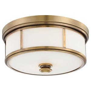 Minka Lavery-4365-249-Harbour Point - 2 Light Flush Mount in Transitional Style - 6.5 inches tall by 13.5 inches wide   Liberty Gold Finish with Etched Opal Glass
