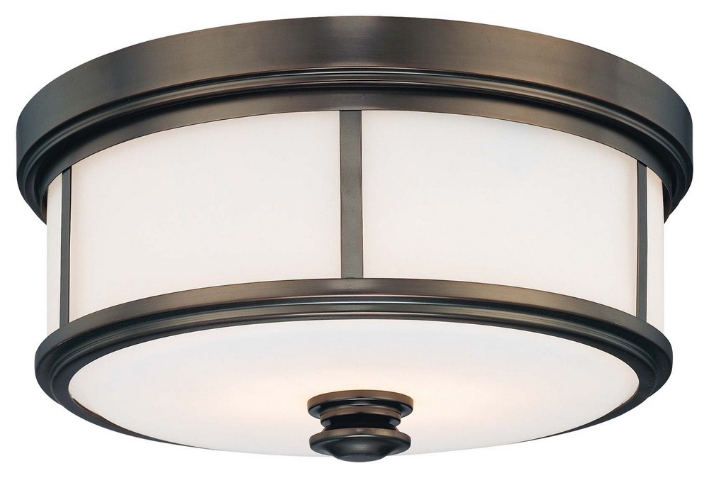 Minka Lavery-4365-281-Harvard Court - 2 Light Flush Mount in Transitional Style - 6.5 inches tall by 13.5 inches wide   Harvard Court Bronze Finish with Etched Opal Glass