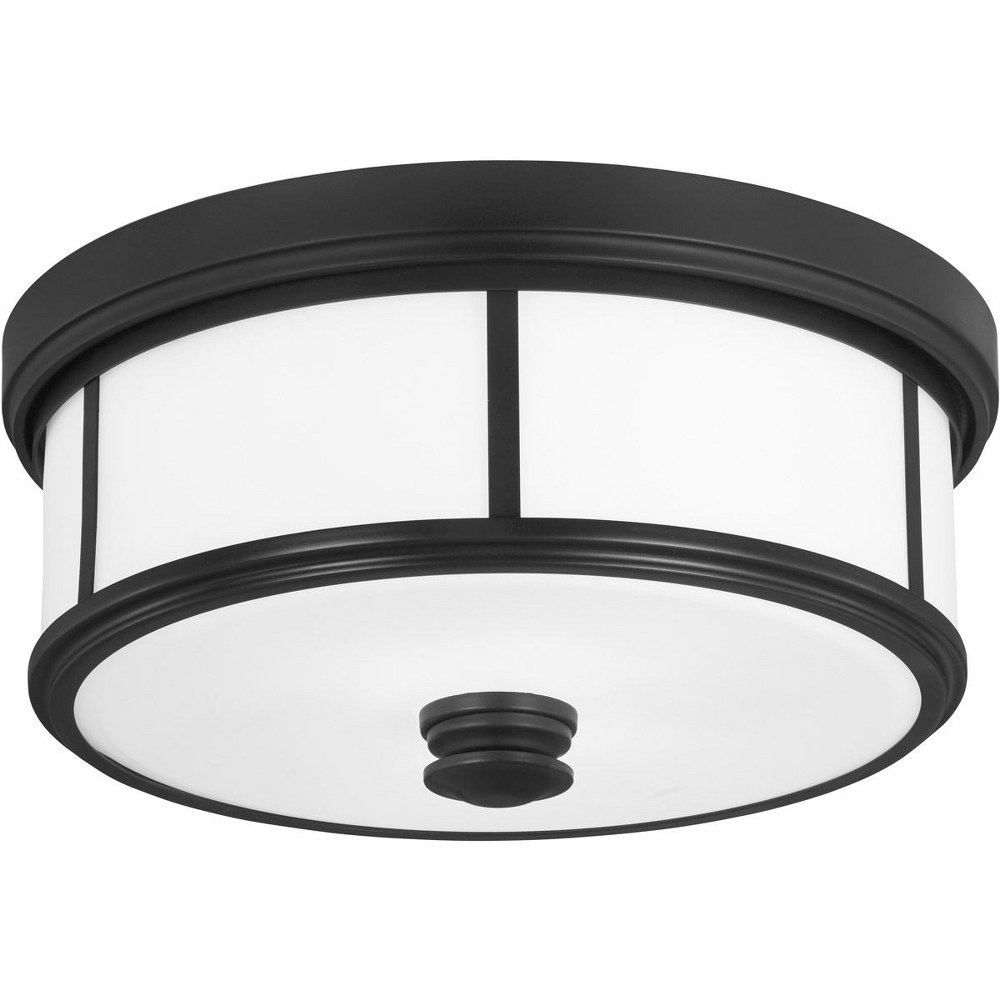 Minka Lavery-4365-66A-Harbour Point - 2 Light Flush Mount in Transitional Style - 6.5 inches tall by 13.5 inches wide   Coal Finish with Etched Opal Glass