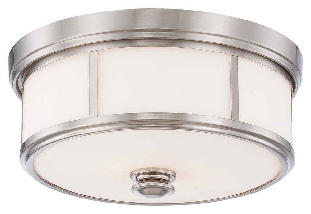 Minka Lavery-4365-84-Harbour Point - 2 Light Flush Mount in Transitional Style - 6.5 inches tall by 13.5 inches wide Brushed Nickel  Liberty Gold Finish with Etched Opal Glass