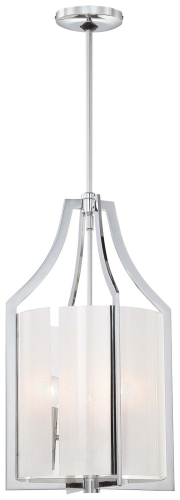 Minka Lavery-4392-77-Clarte - 3 Light Pendant in Contemporary Style - 21 inches tall by 12 inches wide   Chrome Finish with White Iris Glass