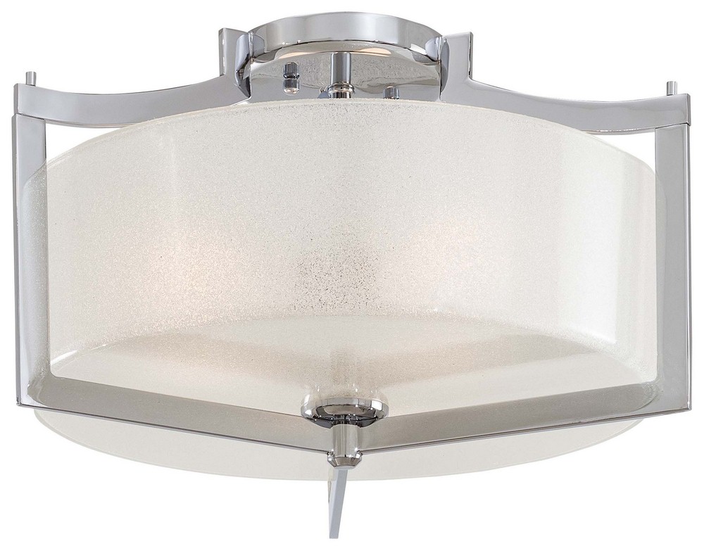 Minka Lavery-4397-77-Clarte - 3 Light Semi-Flush Mount in Contemporary Style - 9.75 inches tall by 17 inches wide   Chrome Finish with White Iris Glass