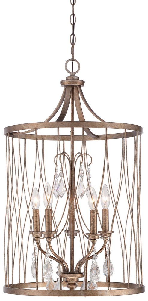Minka Lavery-4405-581-West Liberty - 5 Light Pendant in Traditional Style - 30.5 inches tall by 18.25 inches wide   Olympus Gold Finish