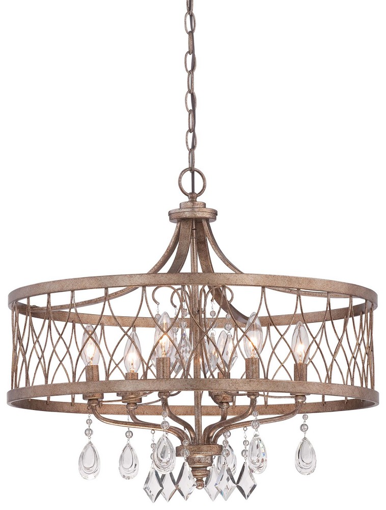 Minka Lavery-4406-581-West Liberty - Chandelier 6 Light Olympus Gold in Traditional Style - 21.5 inches tall by 24 inches wide   Olympus Gold Finish with Clear Crystal