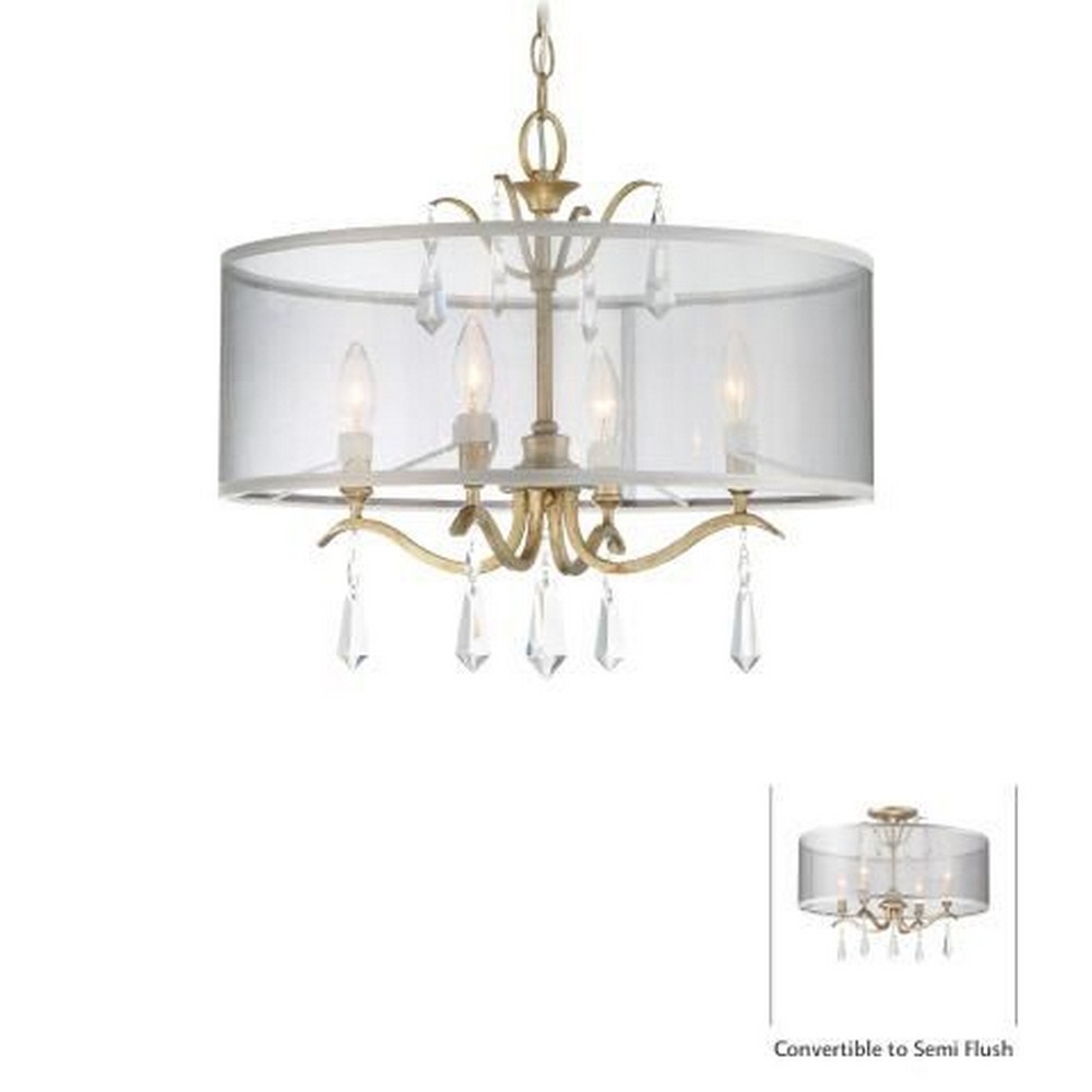 Minka Lavery-4443-582-Laurel Estate - 4 Light Convertible Semi-Flush Mount in Traditional Style - 19.25 inches tall by 20 inches wide   Brio Gold Finish with Gossamer Gold Shade