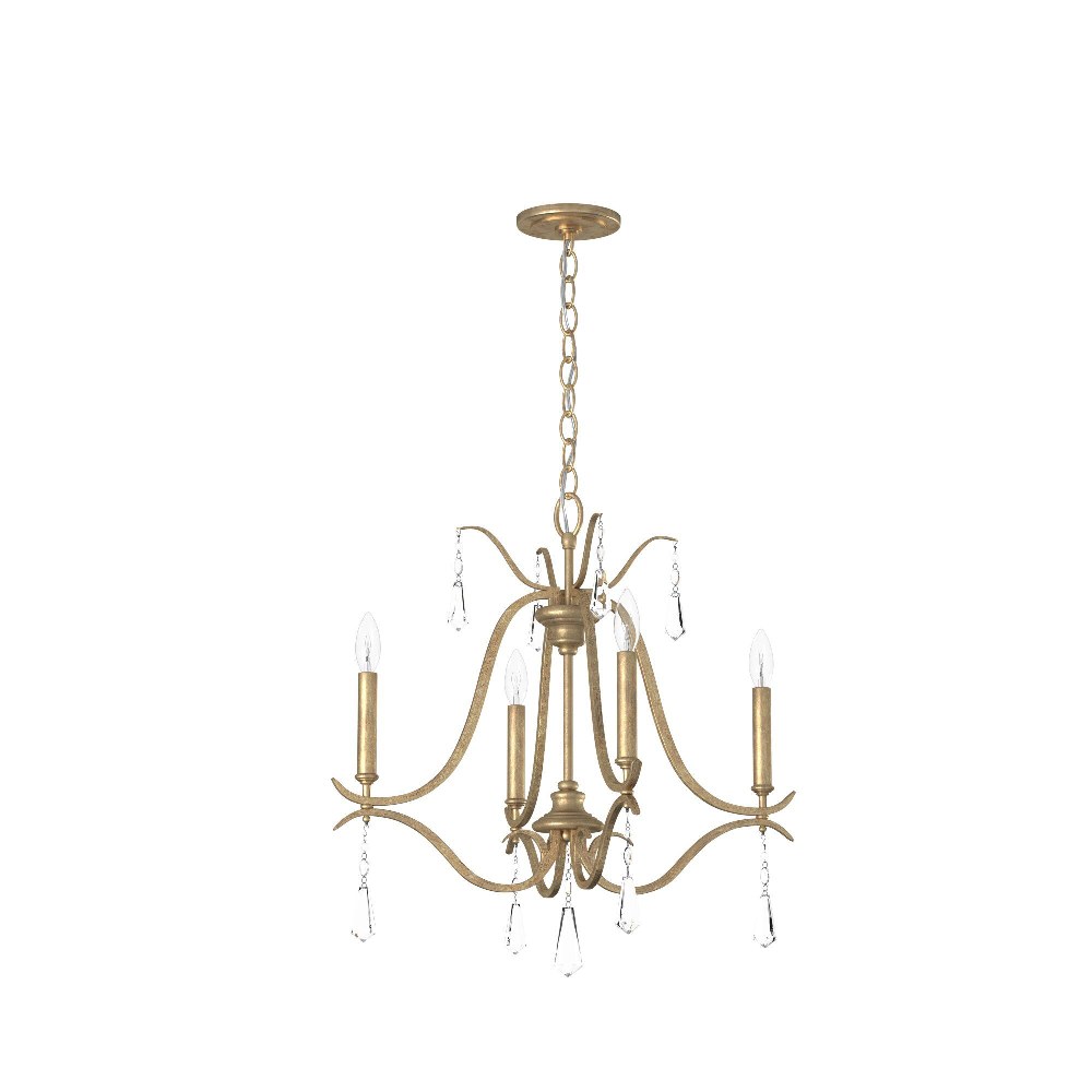 Minka Lavery-4444-582-Laurel Estate - Chandelier 4 Light Brio Gold in Traditional Style - 22 inches tall by 18 inches wide   Brio Gold Finish with Clear Crystal Glass