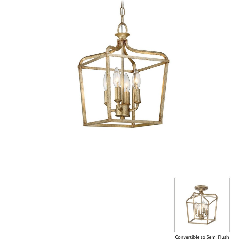 Minka Lavery-4445-582-Laurel Estate - 4 Light Convertible Pendant in Traditional Style - 15 inches tall by 10 inches wide   Brio Gold Finish