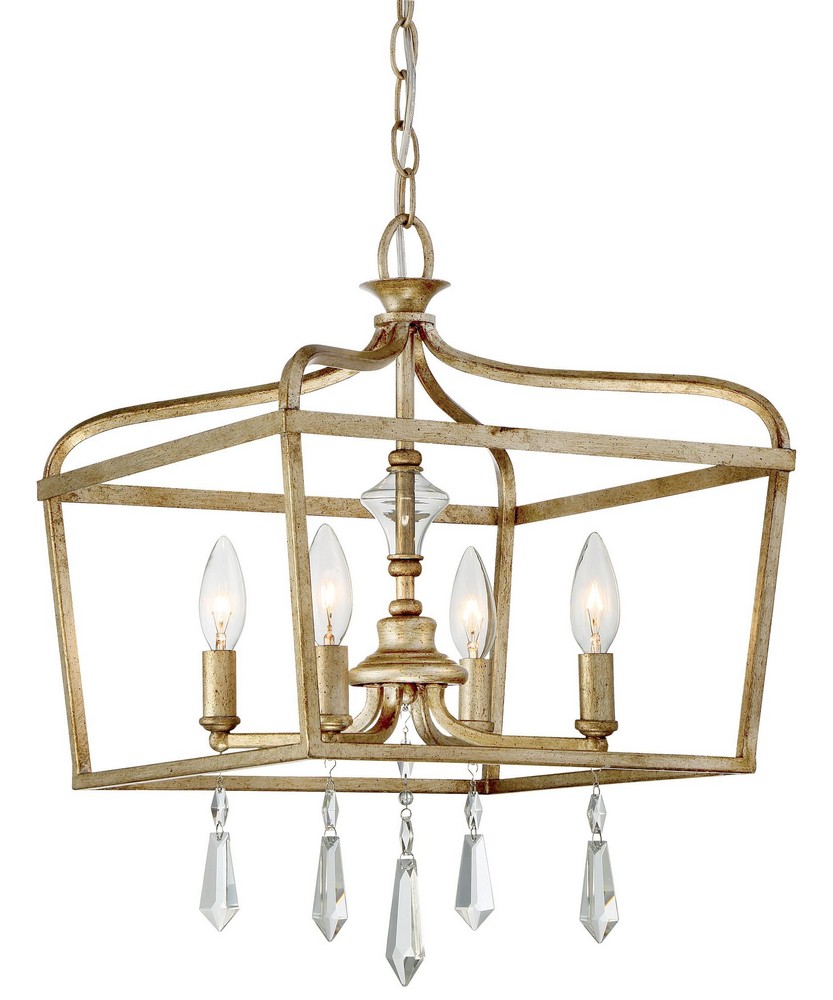 Minka Lavery-4447-582-Laurel Estate - 4 Light Pendant in Traditional Style - 19.25 inches tall by 14.25 inches wide   Brio Gold Finish with Clear Glass