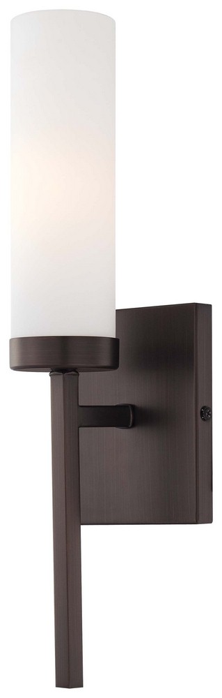 Minka Lavery-4460-647-Compositions - 1 Light Wall Sconce in Transitional Style - 15.25 inches tall by 4.25 inches wide   Copper Bronze Patina Finish with Etched Opal Glass