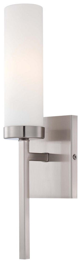 Minka Lavery-4460-84-Compositions - 1 Light Wall Sconce in Transitional Style - 15.25 inches tall by 4.25 inches wide   Brushed Nickel Finish with Etched Opal Glass