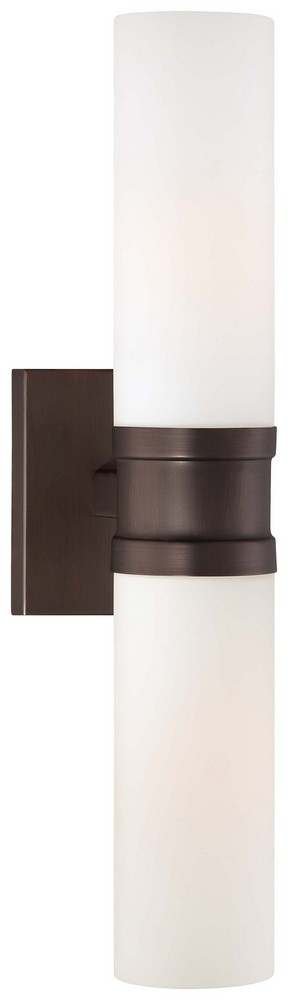 Minka Lavery-4462-647-2 Light Wall Sconce in Transitional Style - 18.5 inches tall by 4.25 inches wide Copper Bronze Patina  Brushed Nickel Finish with Etched Opal Glass