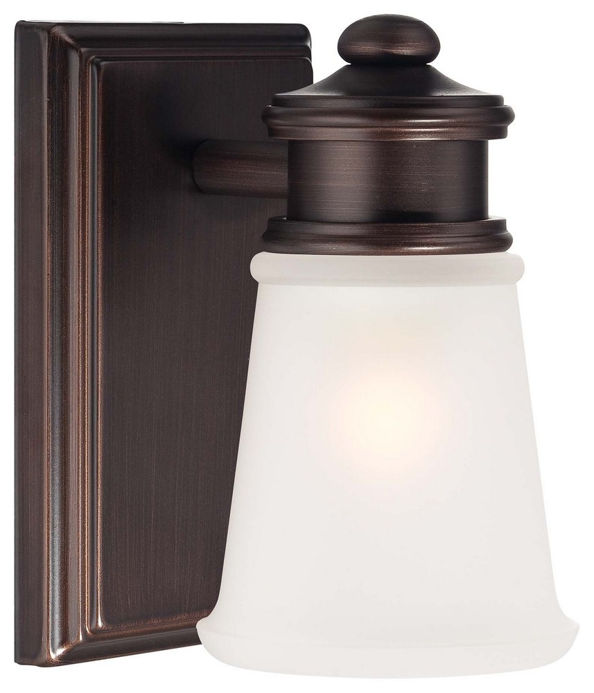Minka Lavery-4531-267B-1 Light Bath Vanity in Traditional Style - 5.75 inches tall by 4.5 inches wide   Dark Brushed Bronze Finish with Etched White Glass